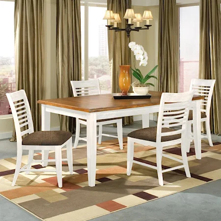 5-Piece Contemporary Leg Dining Table & 4  Side Chair Set